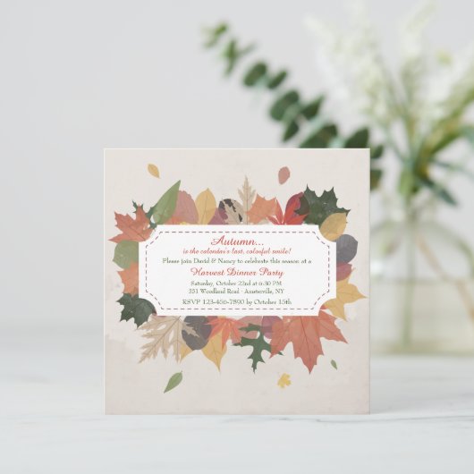 Autumn Leaves Invitation Kaart (Staand voorkant)