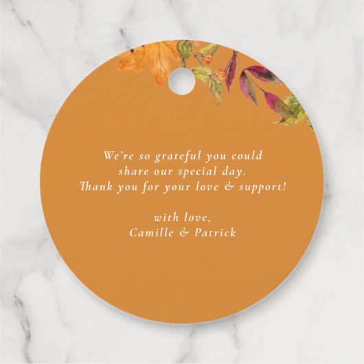 Autumn Leaves Krans Baby shower Bedankt Bedankjes Labels (Achterkant)