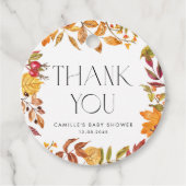 Autumn Leaves Krans Baby shower Bedankt Bedankjes Labels (Voorkant)