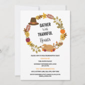 Autumn Leaves Krans Thanksgiving Dinner Party Kaart (Voorkant)