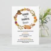 Autumn Leaves Krans Thanksgiving Dinner Party Kaart (Staand voorkant)