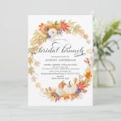 Autumn Leaves Krans Vrijgezellenfeest Brunch Kaart (Staand voorkant)