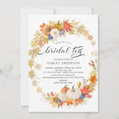 Autumn Leaves Krans Vrijgezellenfeest Tea Kaart (Voorkant)