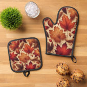 Autumn Leaves: kunst aan de muur Ovenwant & Pannenlap Set (Top down)