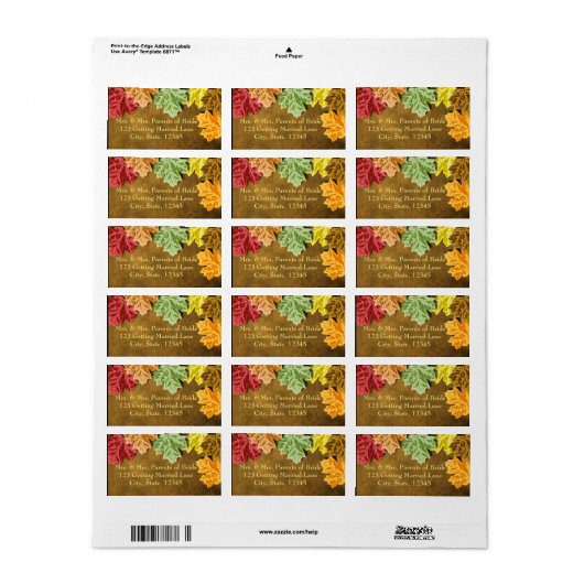 Autumn Leaves Label (Full Sheet)