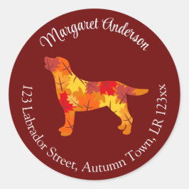 Autumn Leaves Labrador Retriever Retouradres Ronde Sticker