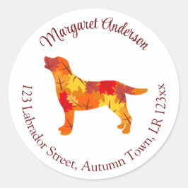 Autumn Leaves Labrador Retriever Retouradres Ronde Sticker