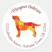 Autumn Leaves Labrador Retriever Retouradres Ronde Sticker (Voorkant)