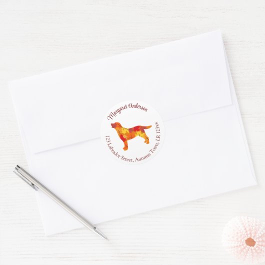 Autumn Leaves Labrador Retriever Retouradres Ronde Sticker (Envelop)