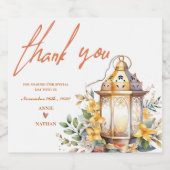 Autumn Leaves Lantern Fall Wedding Dank je wel Sparkling Wijnetiket (Enkel label)