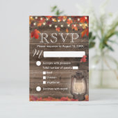 Autumn Leaves Lantern Rustic Fall Wedding RSVP (Staand voorkant)