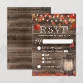 Autumn Leaves Lantern Rustic Fall Wedding RSVP (Voorkant / Achterkant)