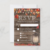 Autumn Leaves Lantern Rustic Fall Wedding RSVP Kaartje (Voorkant)