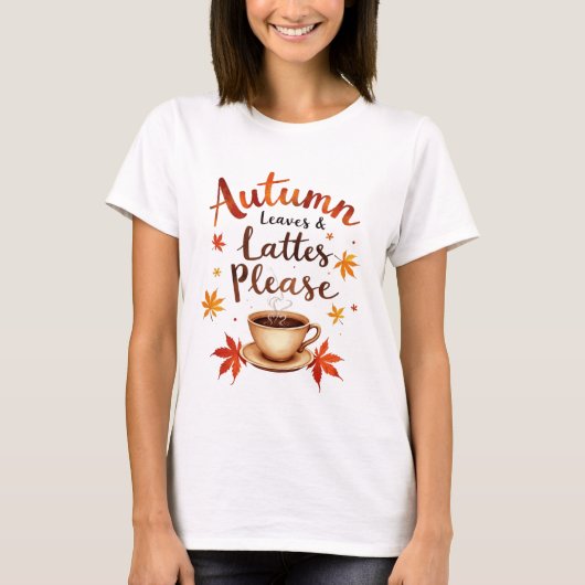 Autumn Leaves & Lattes Please - Waterverf Gezellig T-shirt (Voorkant)