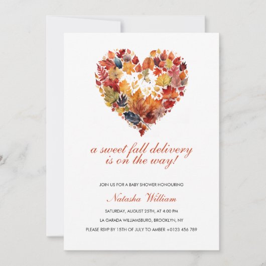 Autumn Leaves Love Heart Herfst Baby shower Kaart (Voorkant)