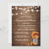 Autumn Leaves Mason Jar Rustic Engagement Party Kaart (Voorkant)