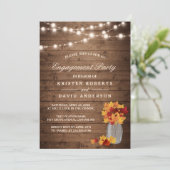 Autumn Leaves Mason Jar Rustic Engagement Party Kaart (Staand voorkant)
