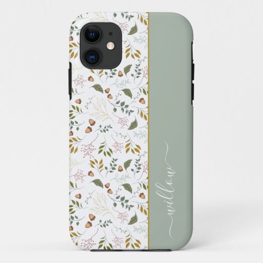 Autumn Leaves Monogram Name Modern Case-Mate iPhone Case (Achterkant)