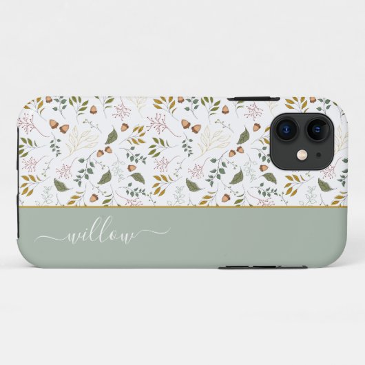 Autumn Leaves Monogram Name Modern Case-Mate iPhone Case (Achterkant (horizontaal))