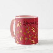 Autumn Leaves Mushroom Mok met bewerkbare naam (Voorkant links)