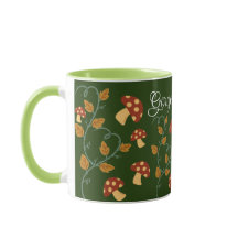 Autumn Leaves Mushroom Mok met bewerkbare naam