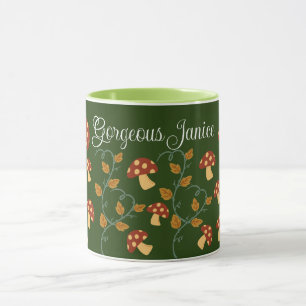 Autumn Leaves Mushroom Mok met bewerkbare naam
