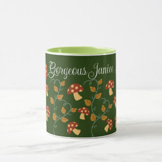 Autumn Leaves Mushroom Mok met bewerkbare naam