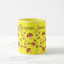 Autumn Leaves Mushroom Mok met bewerkbare naam