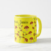 Autumn Leaves Mushroom Mok met bewerkbare naam (Voorkant rechts)