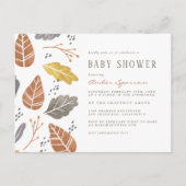 Autumn Leaves Mustard Herfst Baby shower Uitnodiging Briefkaart (Voorkant)