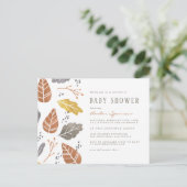 Autumn Leaves Mustard Herfst Baby shower Uitnodiging Briefkaart (Staand voorkant)