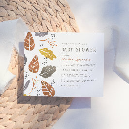 Autumn Leaves Mustard Herfst Baby shower Uitnodiging Briefkaart