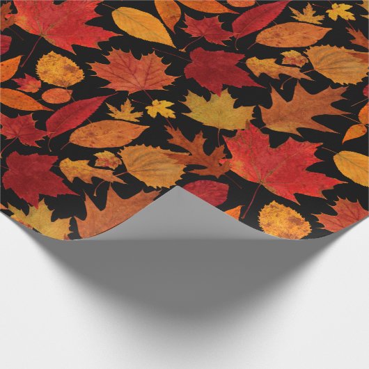 Autumn Leaves op Black Cadeaupapier (Hoek)