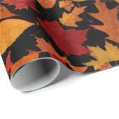 Autumn Leaves op Black Cadeaupapier (Rol Hoek)