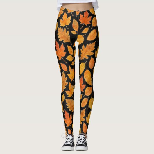 Autumn Leaves op Black Leggings (Voorkant)