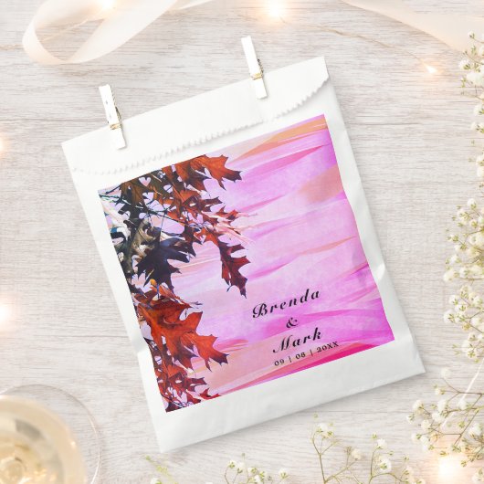 Autumn Leaves Oranje Pink Weddenschap Bedankzakje (Geknipt)