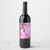 Autumn Leaves Oranje Pink Weddenschap Wijn Etiket (Voorkant)