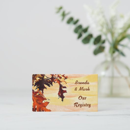 Autumn Leaves Oranje Yellow Swirl Registry Kaart (Staand voorkant)