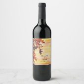 Autumn Leaves Oranje Yellow Swirl Wedding Party Wijn Etiket (Voorkant)