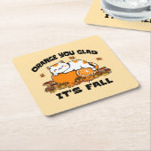 Autumn Leaves Oranje You Glad It's Herfst Funny Ca Kartonnen Onderzetters (Schuin)