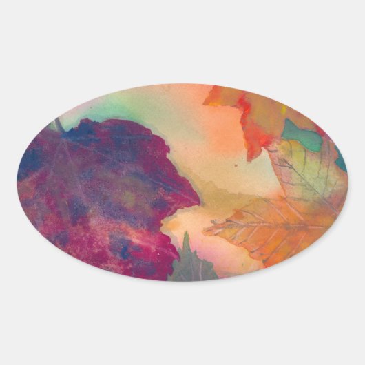 Autumn Leaves Oval Sticker (Voorkant)