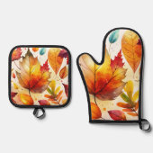 Autumn Leaves Ovenwant & Pannenlap Set (Voorkant)
