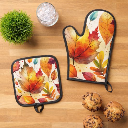 Autumn Leaves Ovenwant & Pannenlap Set (Top down)