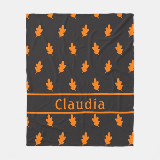 Autumn Leaves Patroon Zwart Fleece Deken (Voorkant)
