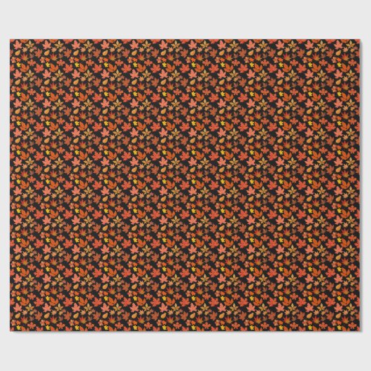 Autumn Leaves Pattern 01x4b Black BG Cadeaupapier (Vlak)