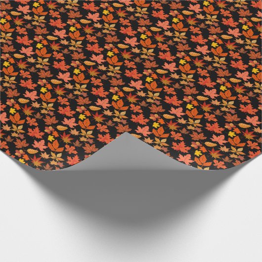 Autumn Leaves Pattern 01x4b Black BG Cadeaupapier (Hoek)