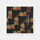 Autumn Leaves Pattern Black Napkins Servetten (Voorkant)