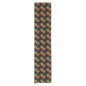 Autumn Leaves Pattern Black Table Runner Korte Tafelloper (Voorkant)