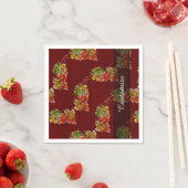 Autumn Leaves Pattern Burgundy Red Napkins Servetten (Insitu)