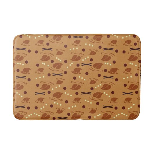 Autumn Leaves Pattern Burnt Orange Badmat (Voorkant)